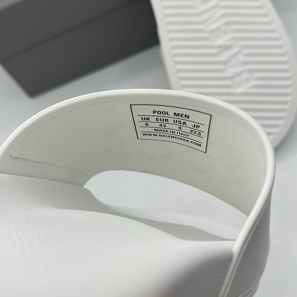 Balenciaga BB Logo Slides Sandals White Men’s Size 42 EU / 9 US NIB - Picture 7 of 8